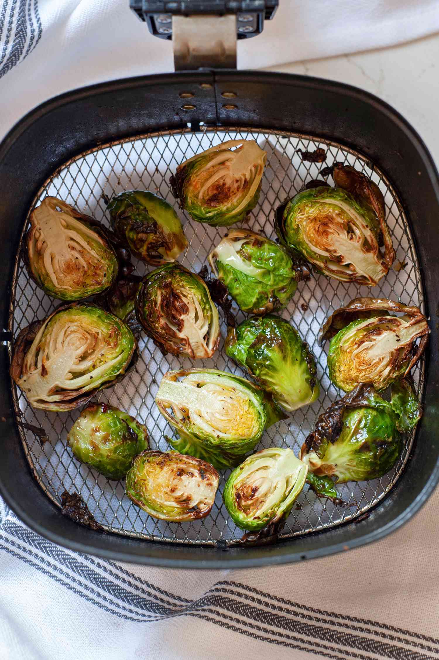 Air Fryer Brussels Sprouts in Air Fryer Basin