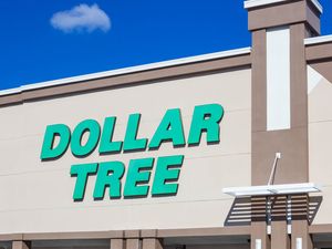 The storefront of a Dollar Tree store with its name prominently displayed