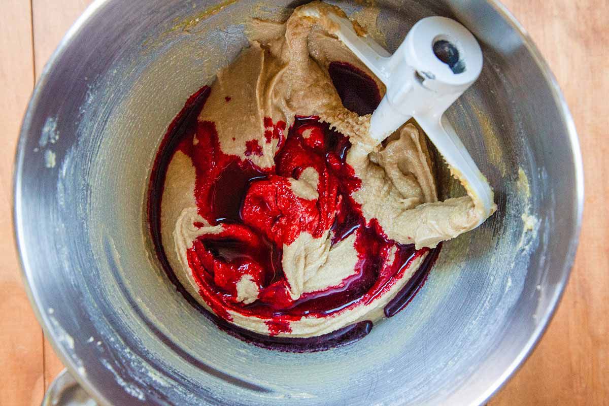 Red Velvet Chocolate Chip Cookies add the red food coloring
