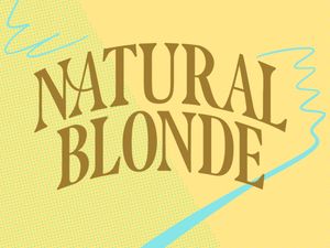 Text saying Natural Blonde in a stylized design with a wavy background