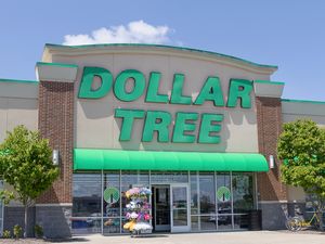 The storefront of a Dollar Tree store with green signage and a glass entrance