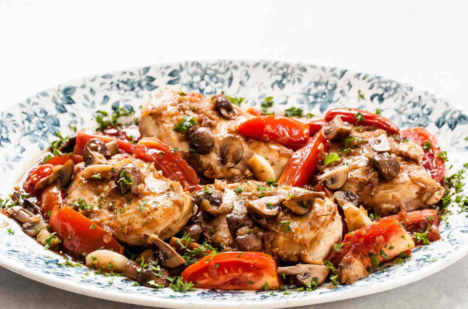 Chicken, Mushrooms, and Tomatoes with Port Wine