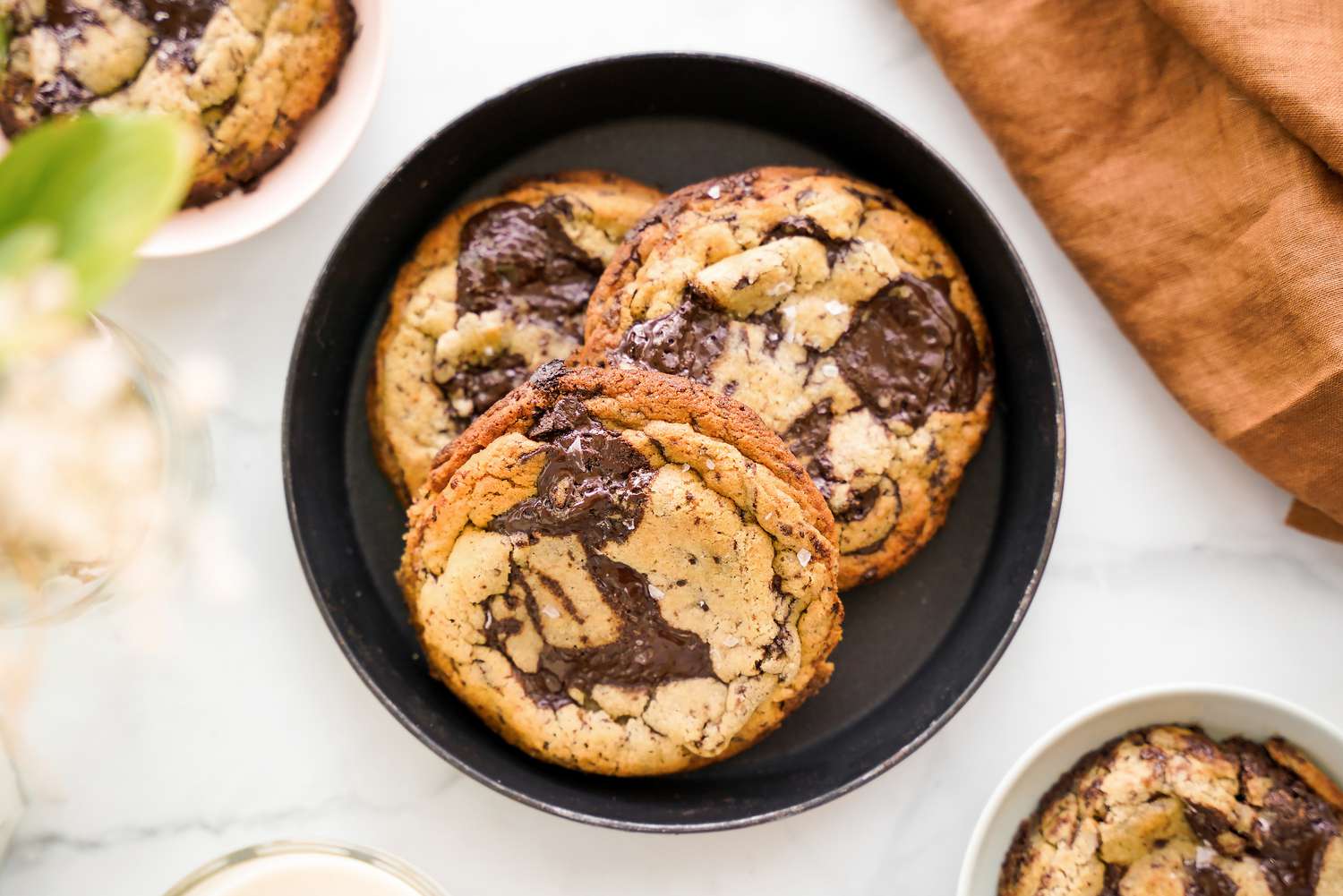 Tahini Chocolate chip cookies on plate