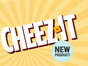 CheezIt logo with a label indicating a new product
