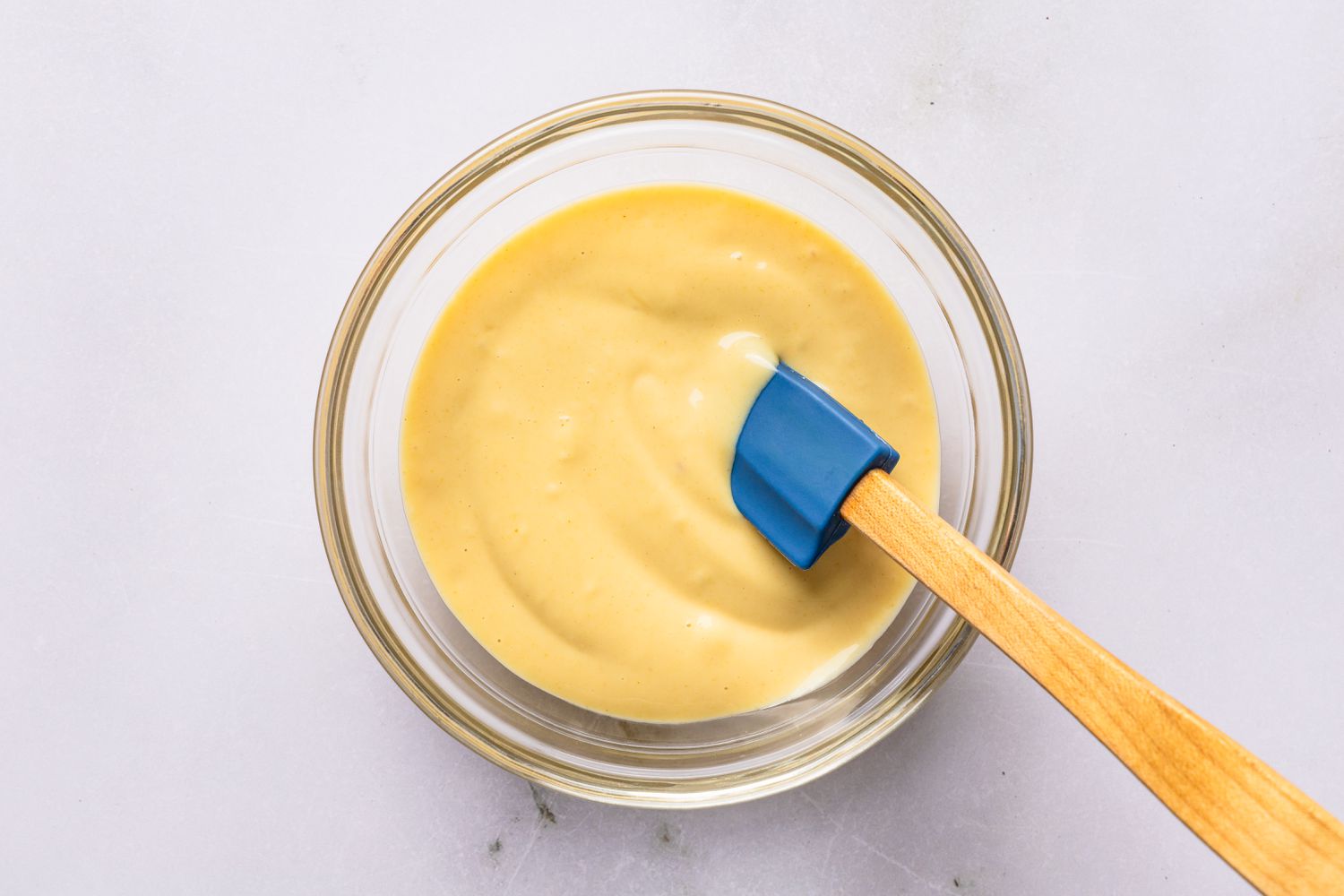 honey dijon mayonnaise in a bowl for pretzel chicken recipe