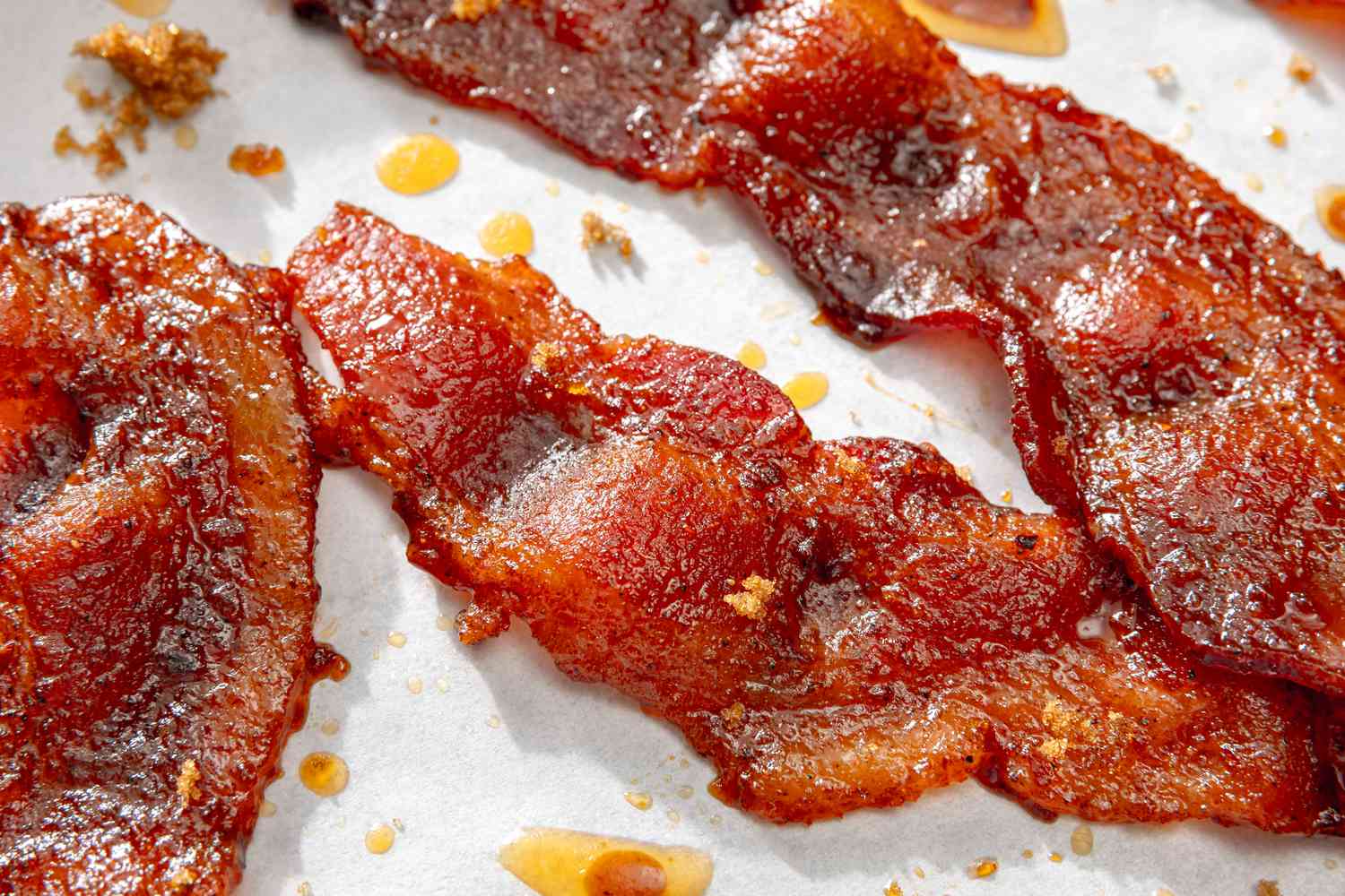 Closeup view of millionaire's bacon on a white background