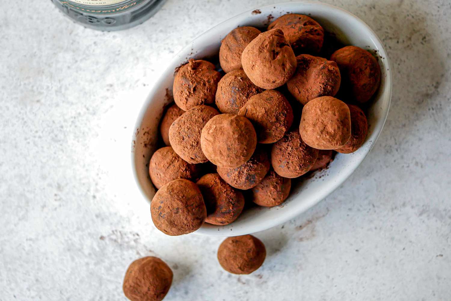 Whiskey Chocolate Truffles rolled in cocoa.