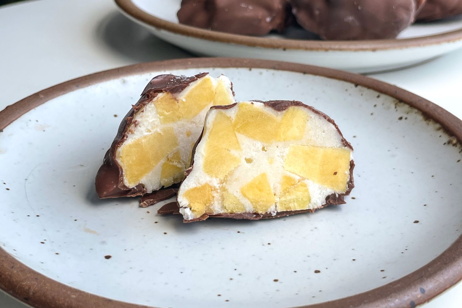 mango yogurt cluster on a plate