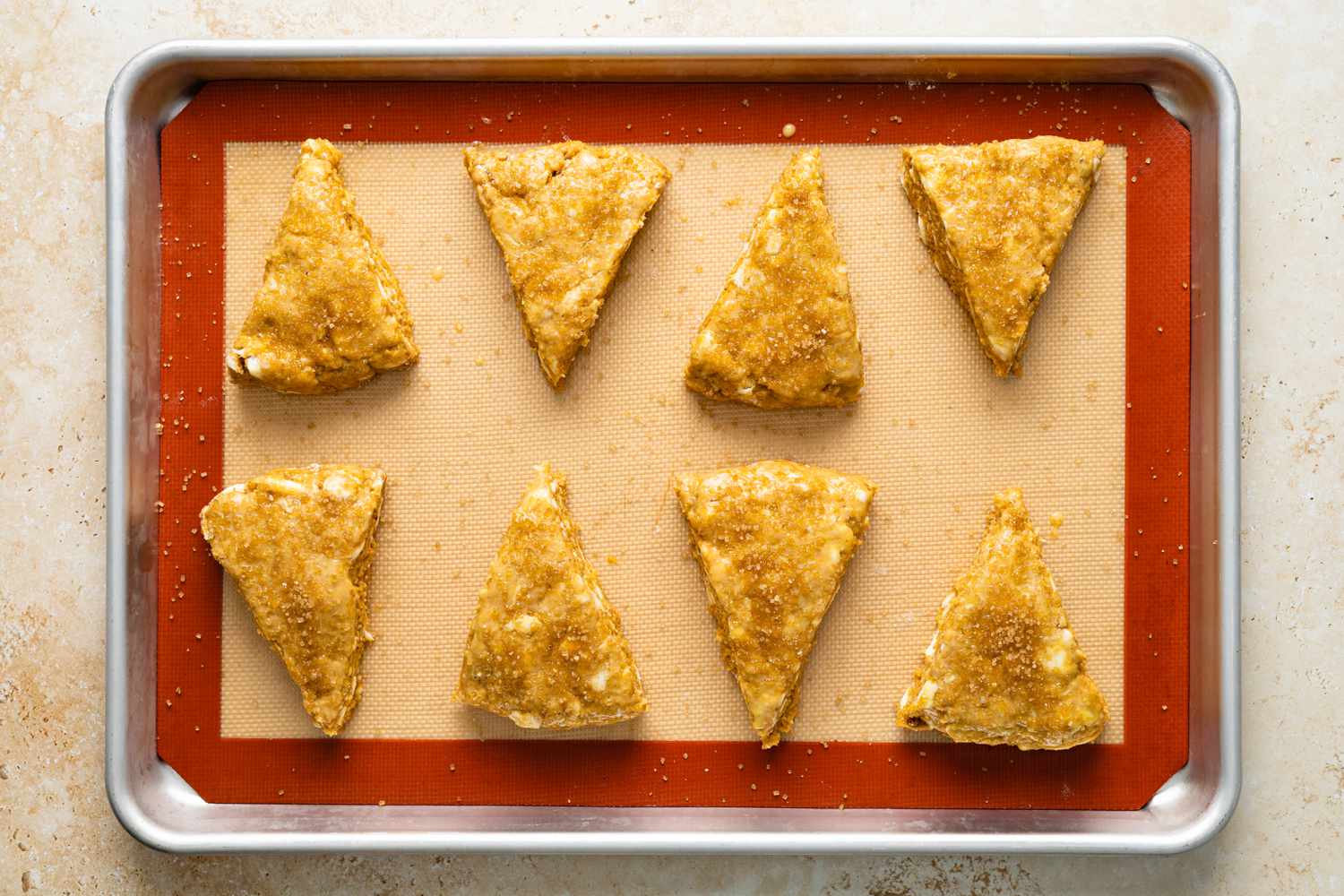 Pumpkin Scones with Milk Wash and Turbinado Sugar 