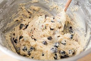gently fold in blueberries