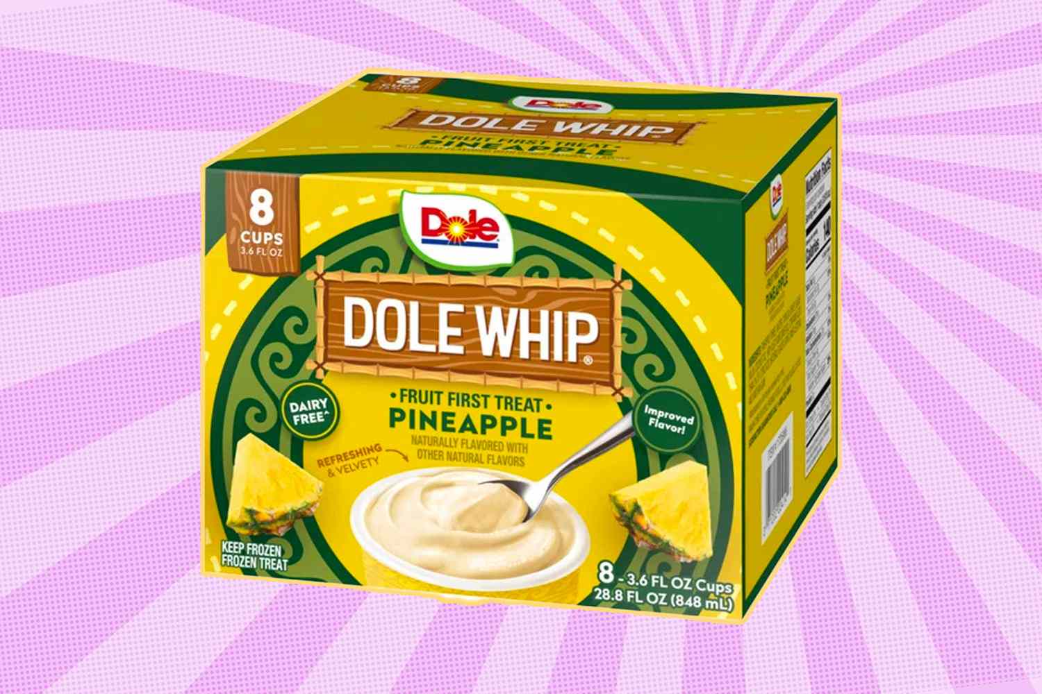 Box of Dole Whip pineappleflavored dessert cups