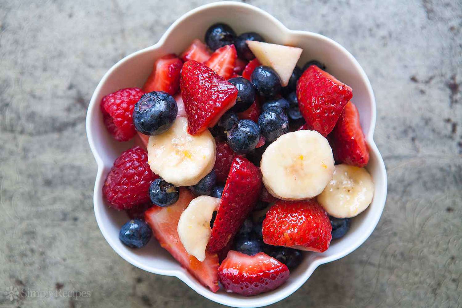 A bowl of fruit salad, ready to serve