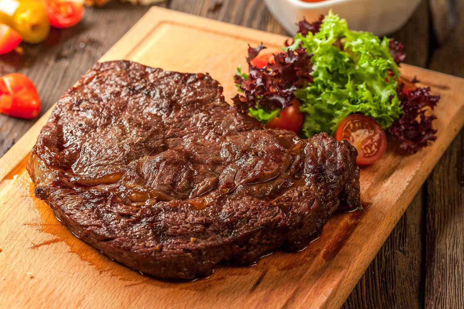 delicious looking steak on a cutting board