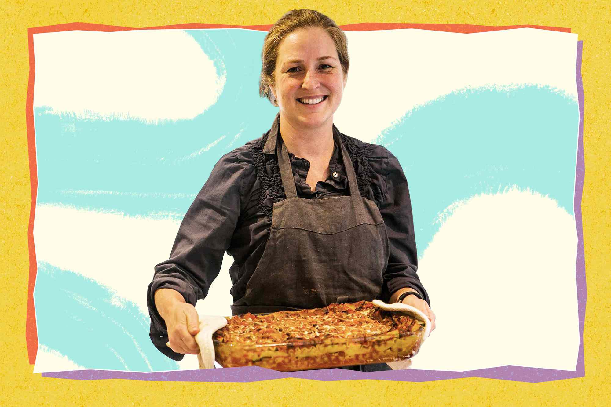 Elise Bauer with a lasagna 