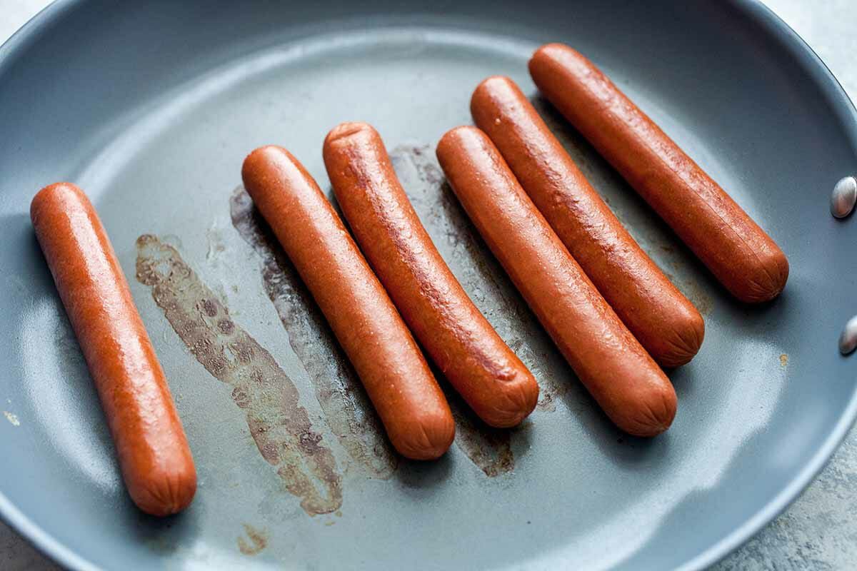 Hot Dogs in the Oven sear the dogs