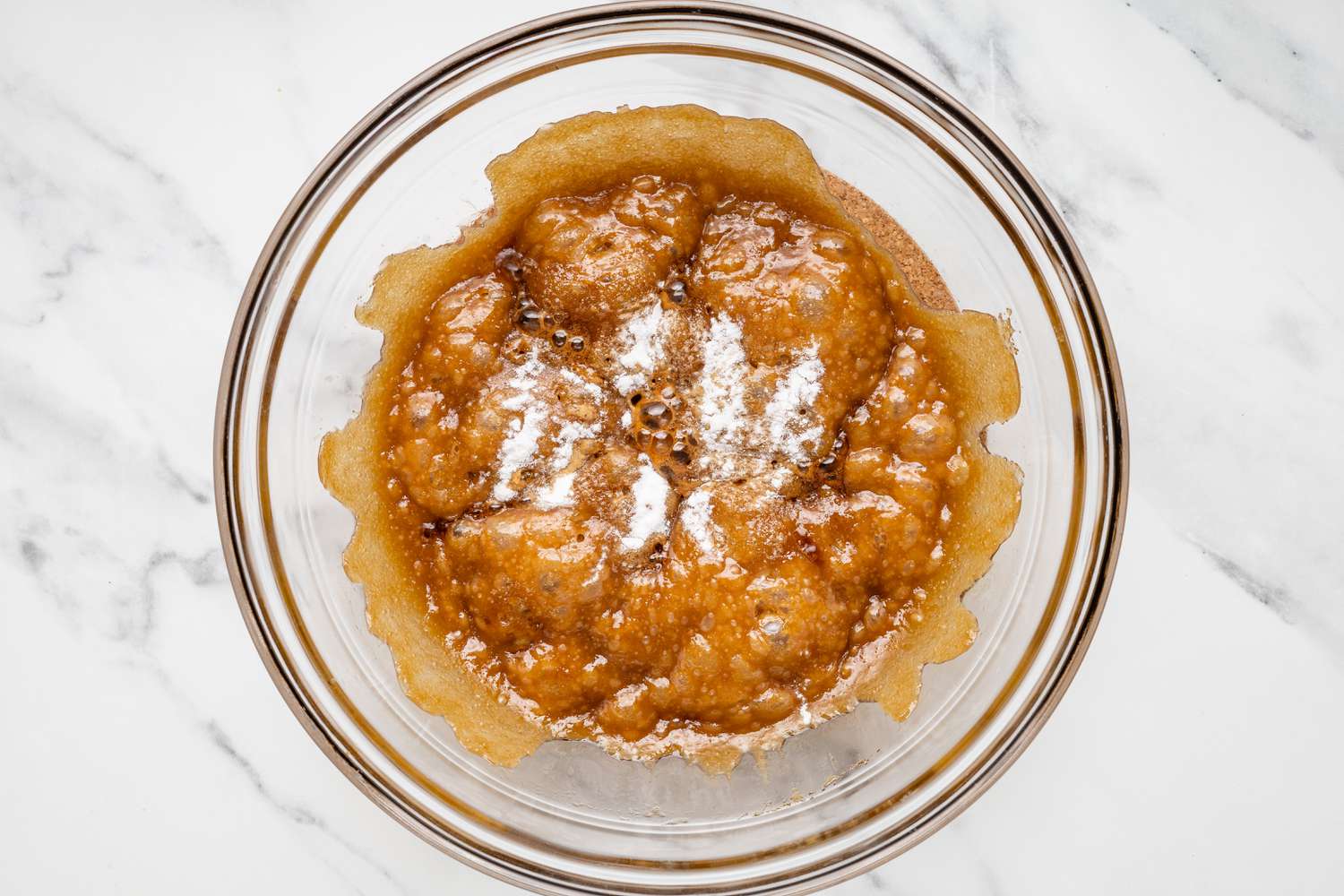 bubbling caramel in bowl