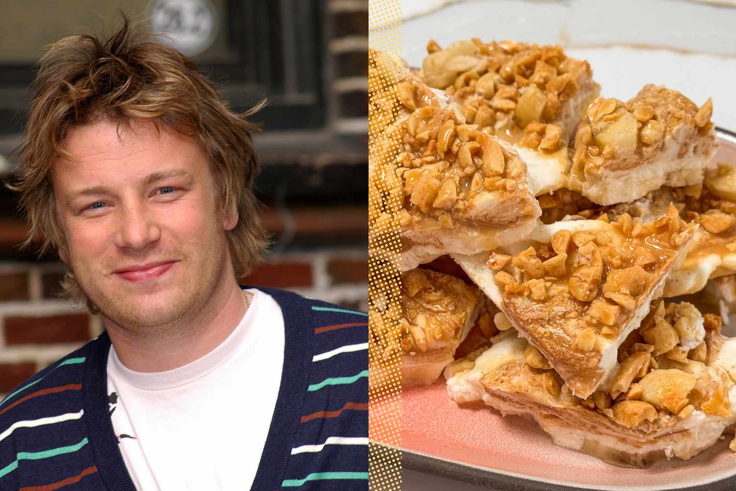 Jamie Oliver next to a plate of homemade treats