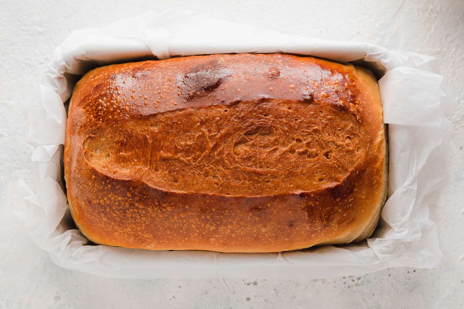 Sourdough Sandwich Loaf in a Parchment Lined Loaf Pan 