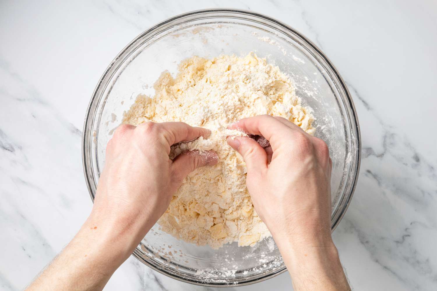 Bread Butter into Flour in Bowl for Lemon Scones