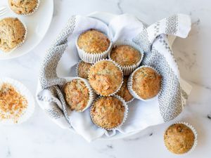A basket full of Banana Nut Muffins