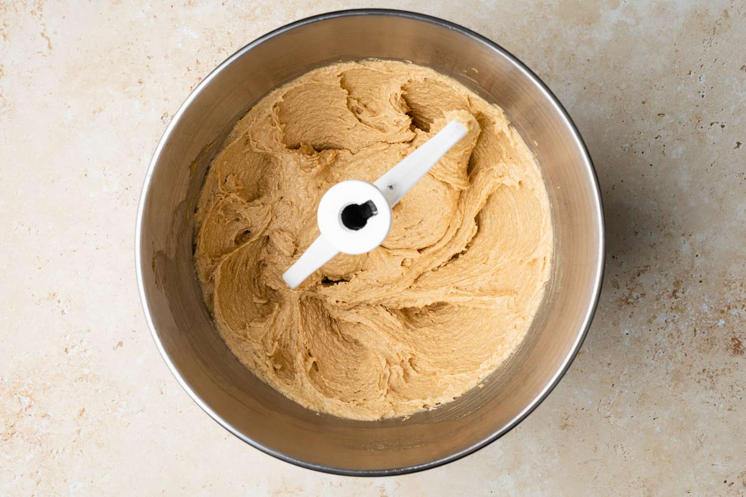 Wet Ingredients Whipped Together in a Mixer Bowl 
