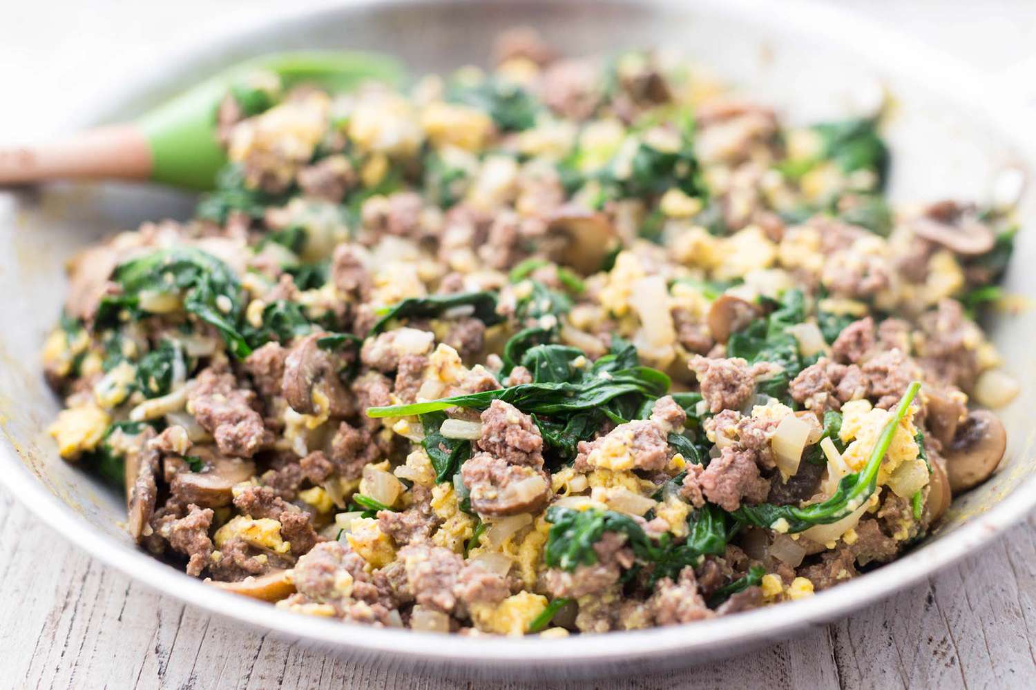 A large plate of joe's scramble ready to serve.