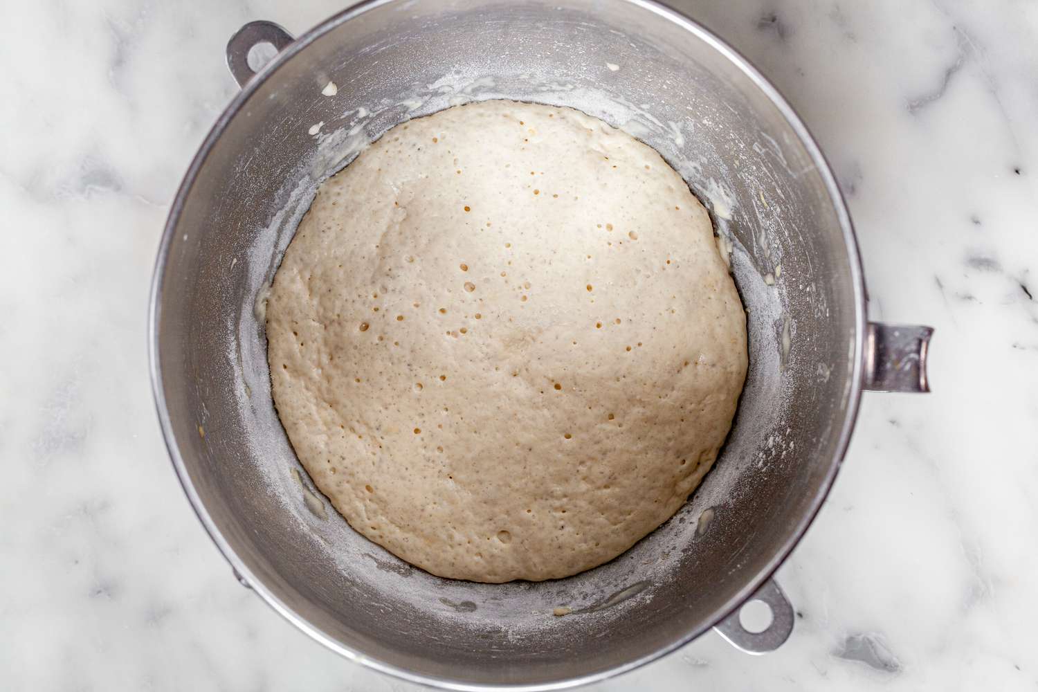 Sponge after Rising for Brioche Loaf Recipe