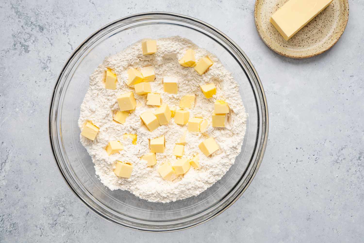 Cubed Butter Added to Homemade Crescent Rolls Recipe