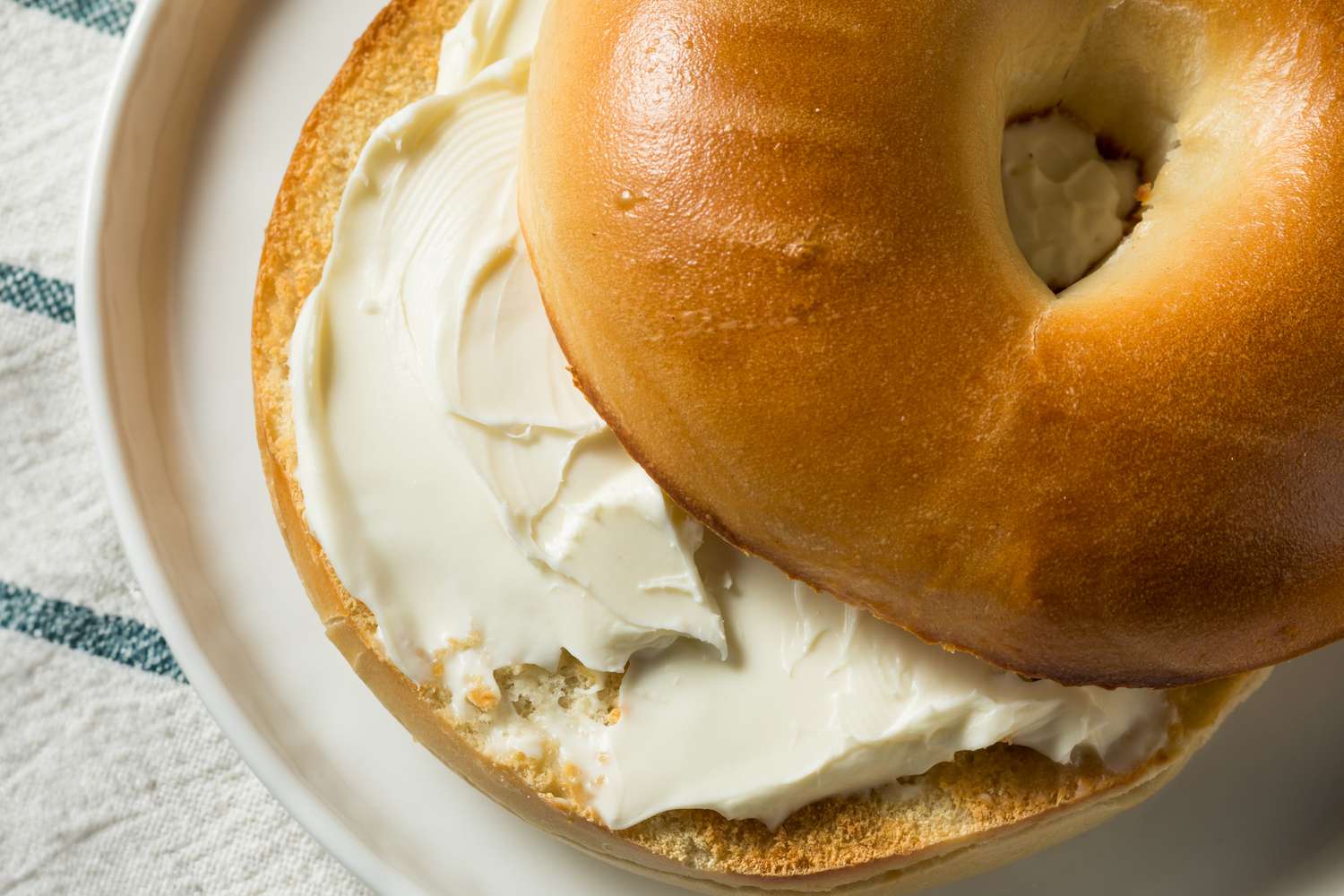 a bagel with cream cheese