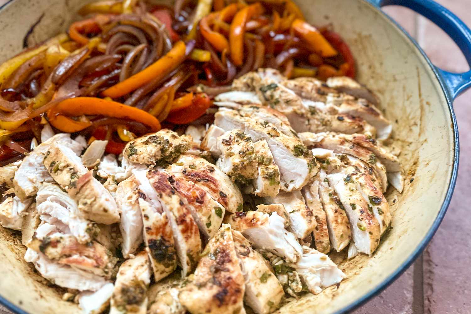 Pan of chicken with onions