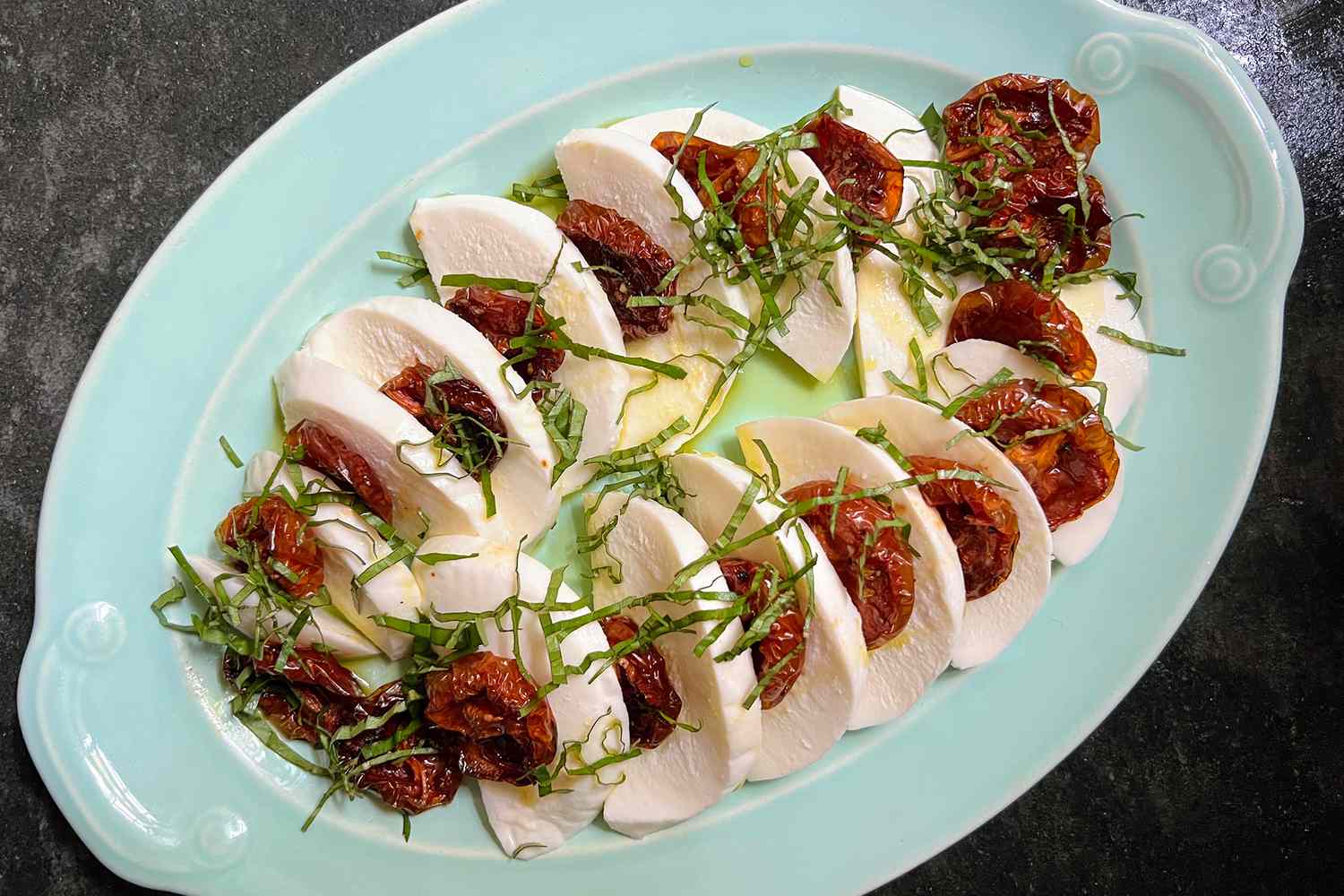 Ina Garten's Caprese Salad on a platter