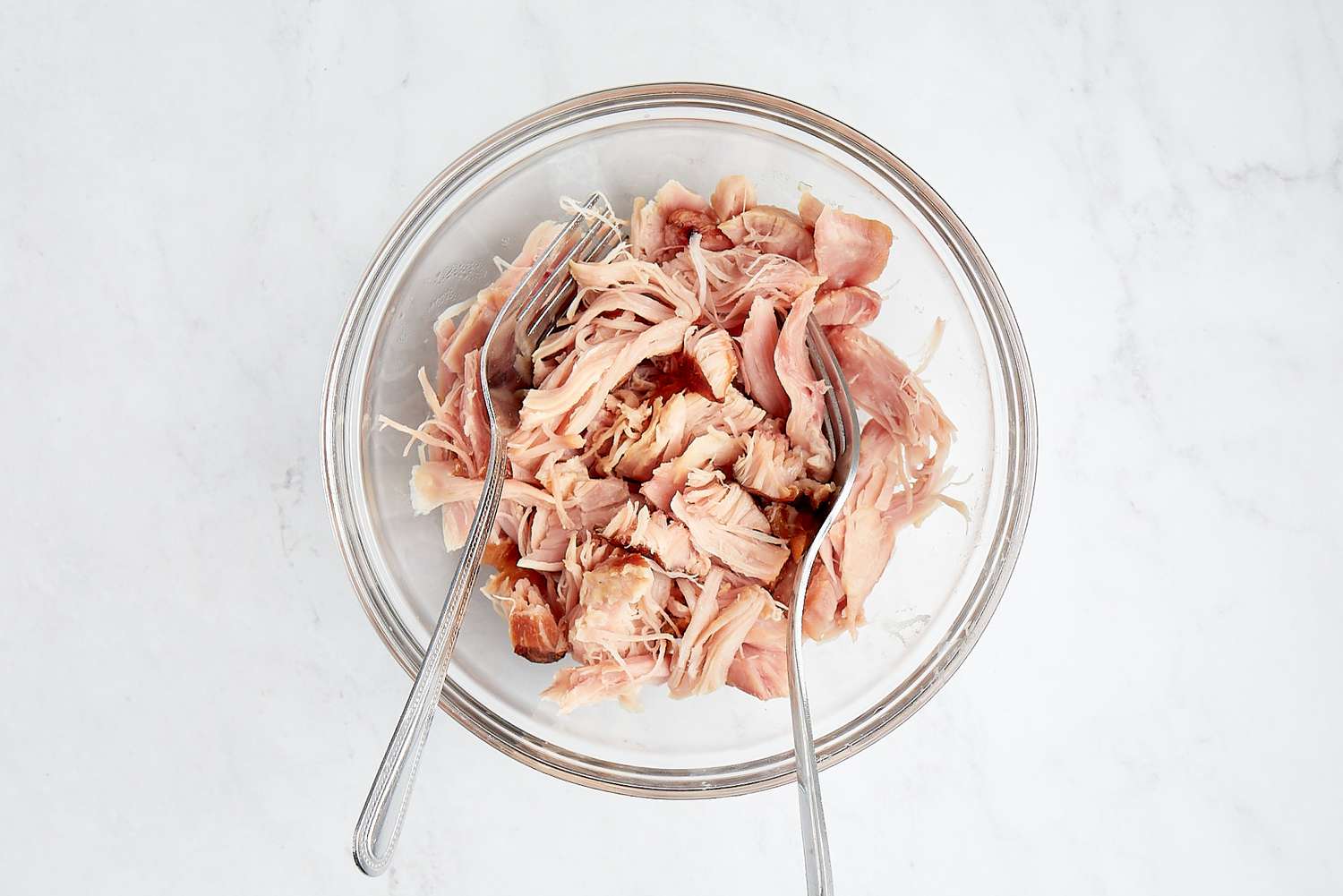 Bowl of Shredded Turkey for Creamy Southern Lima Beans Recipe