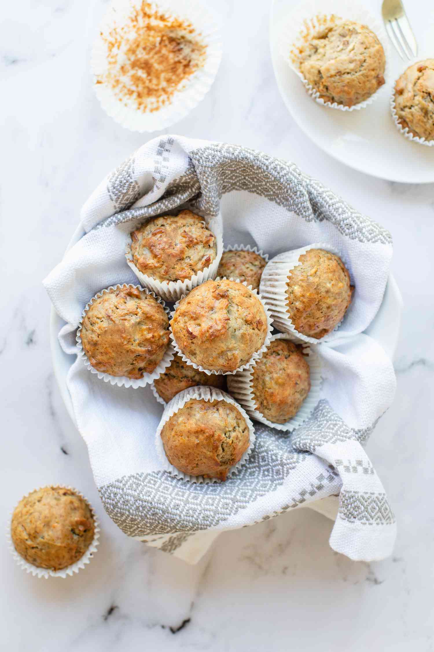 Banana Nut Muffins in a serving basket