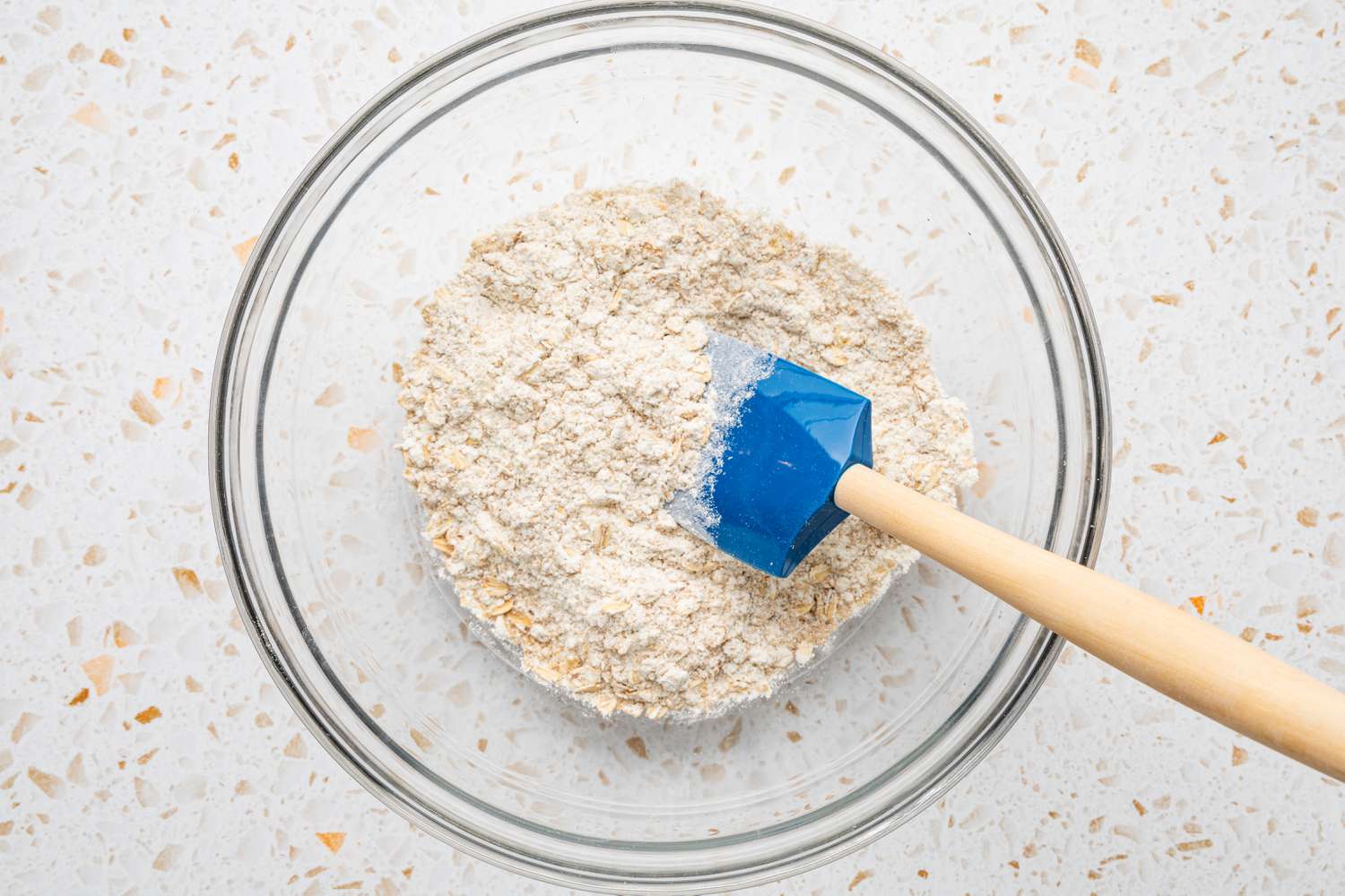 Streusel Ingredients Mixed Together in a Bowl for Blueberry Muffin Tops