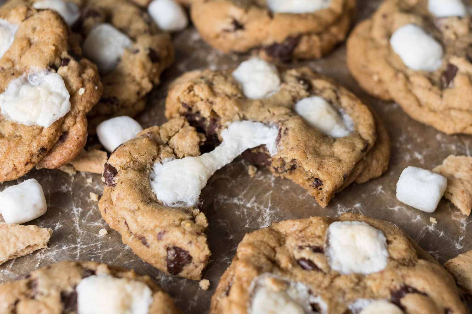 Chocolate Chip and Marshmallow S'mores Cookies