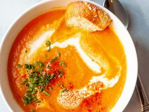 A bowl of carrot soup