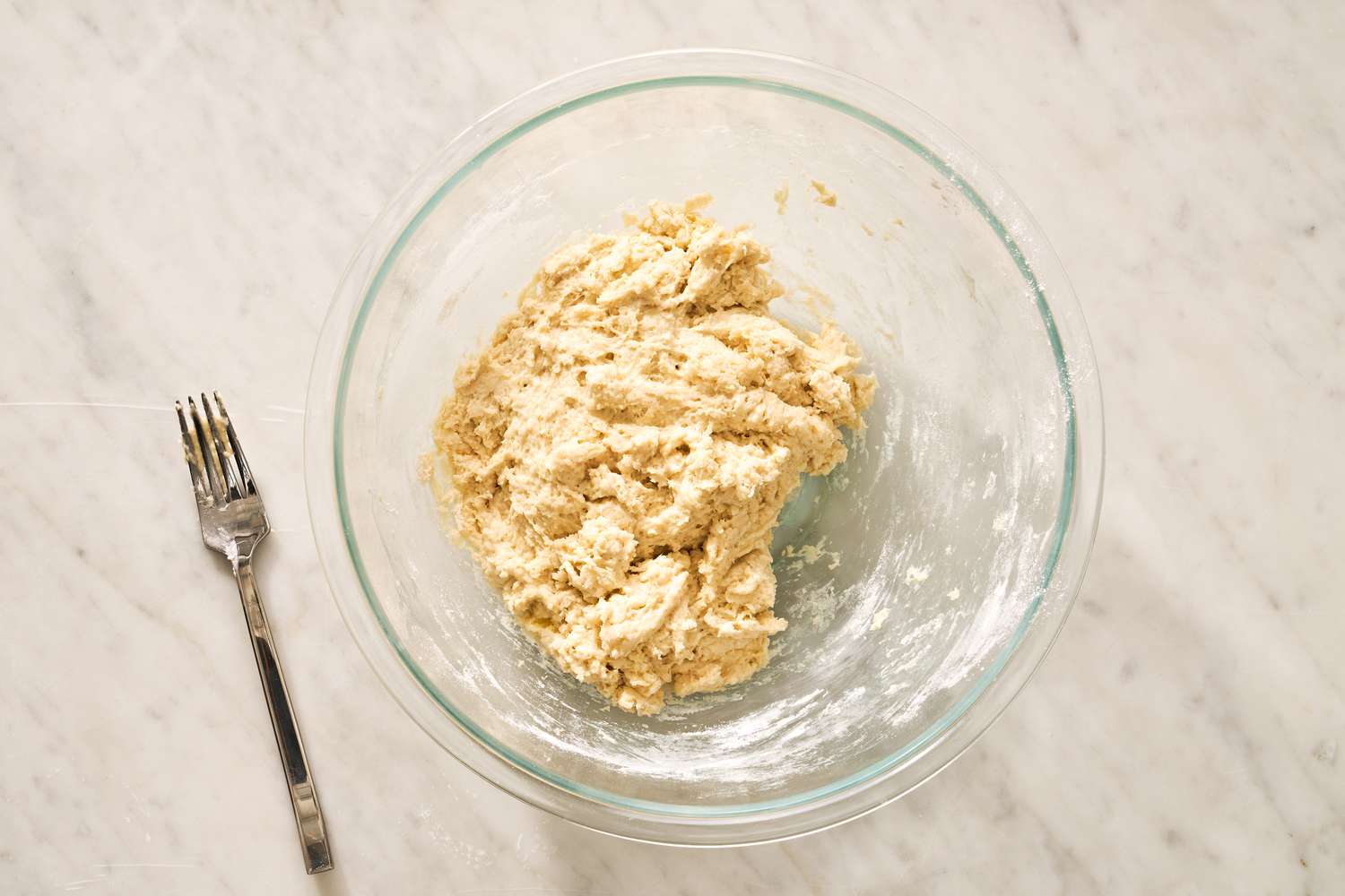 biscuit dough in a bowl for blueberry grunt recipe