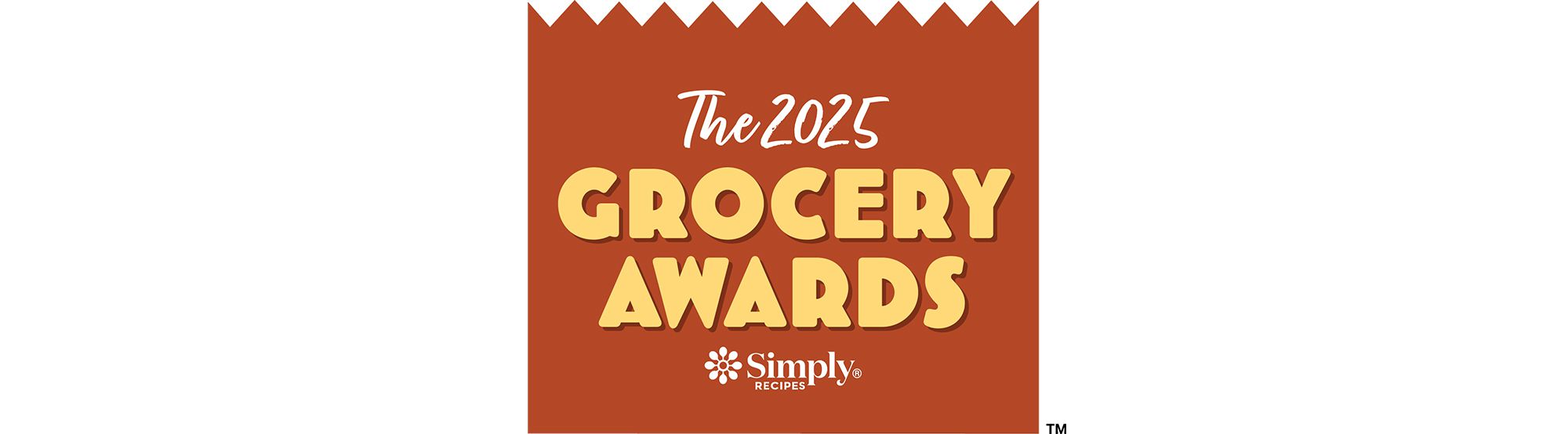 Orange shape with the words "The 2025 Grocery Awards" and the Simply Recipes logo
