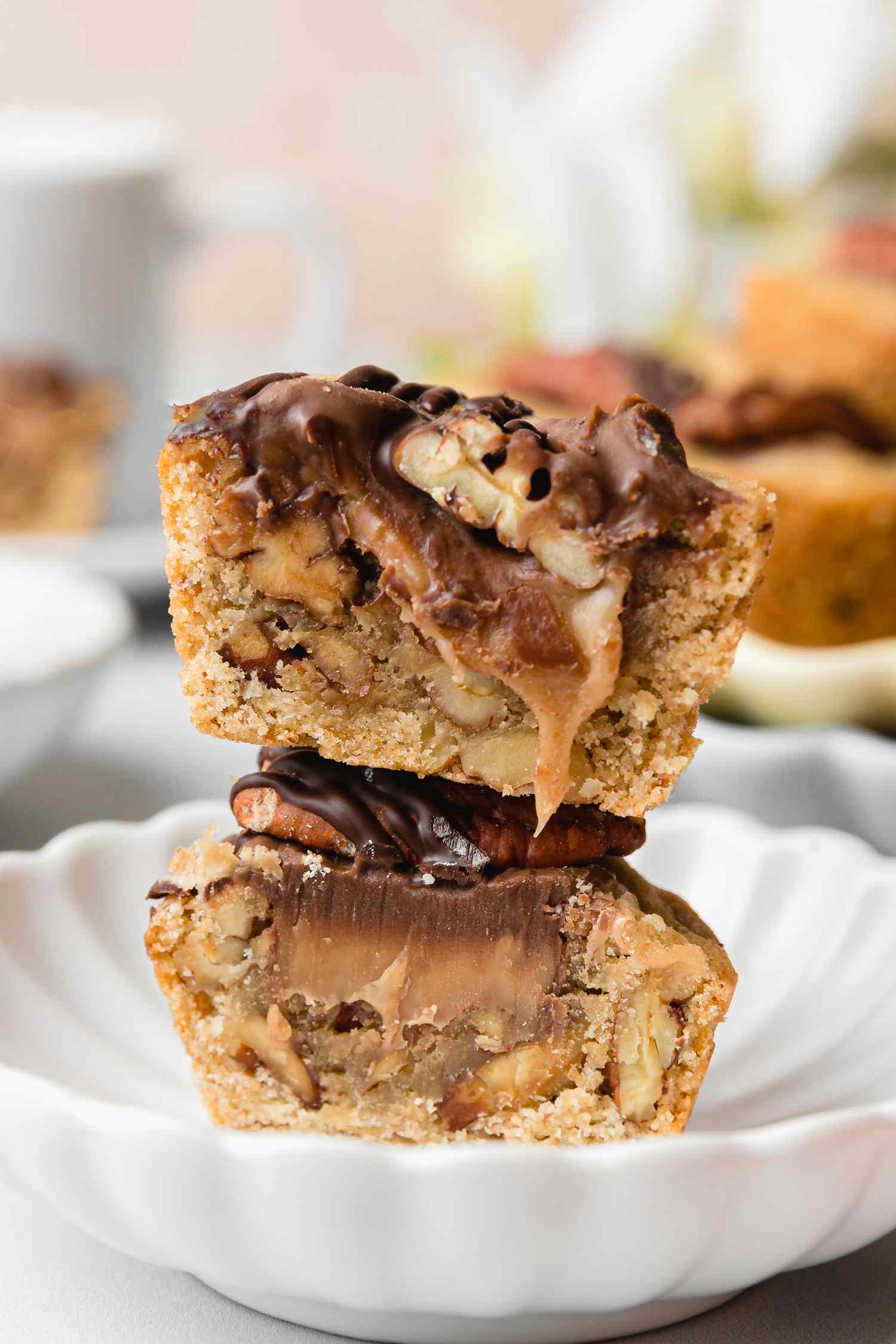Halved Cookie Cups Stacked on a Small Saucer