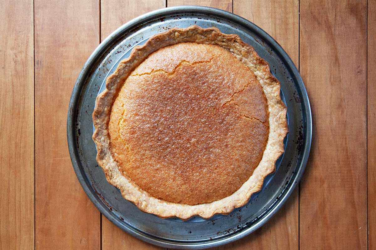 Overhead view of the best chess pie