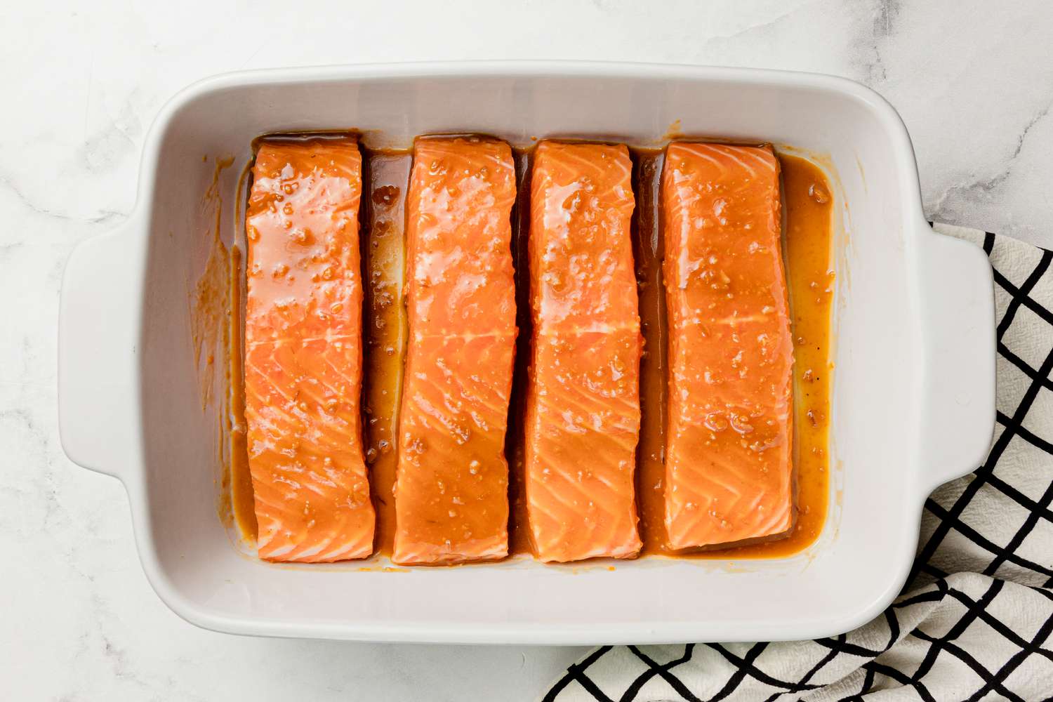 Miso Glazed Salmon in a Casserole Dish