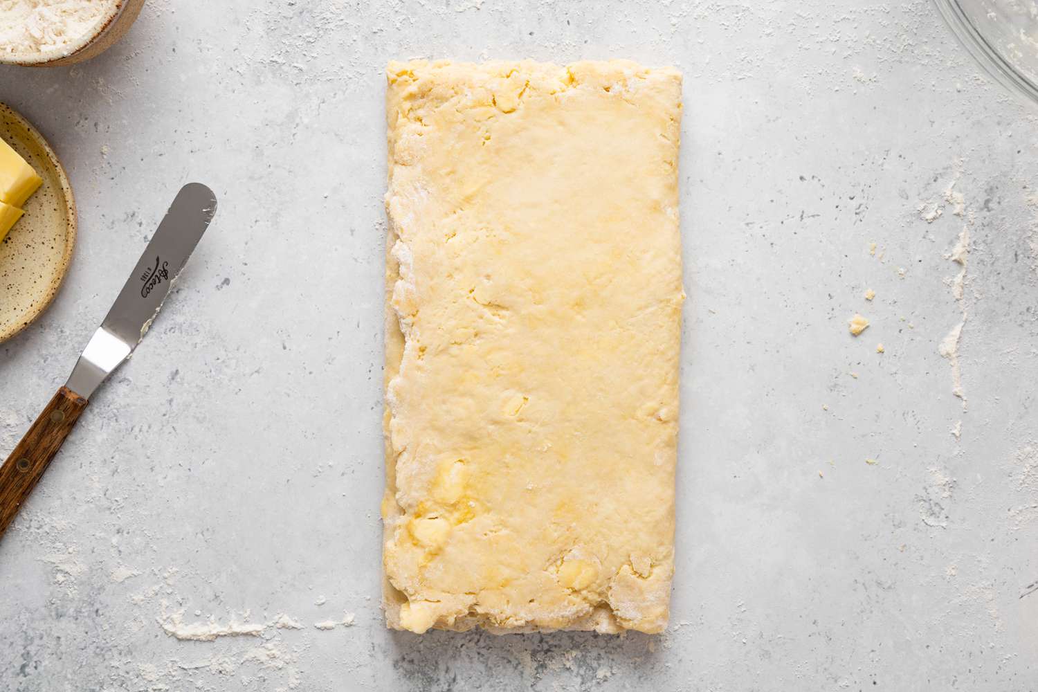 Homemade Crescent Roll Dough Folded into Thirds