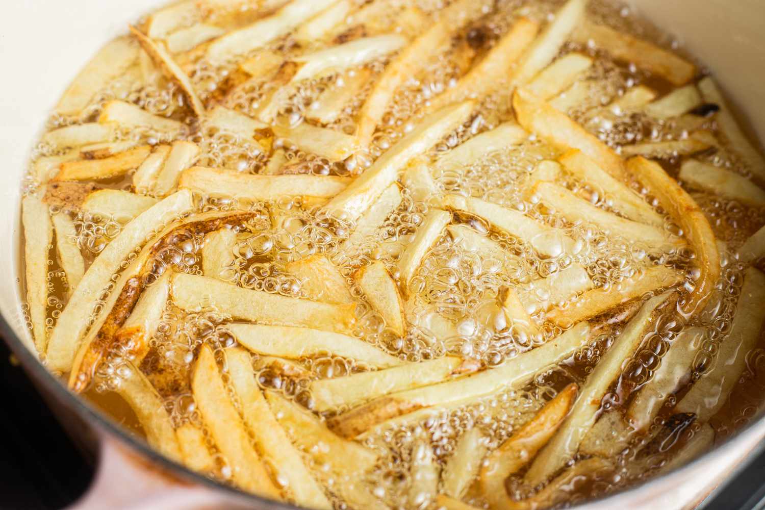 Second Fry for Homemade French Fries Recipe in Pot of Oil
