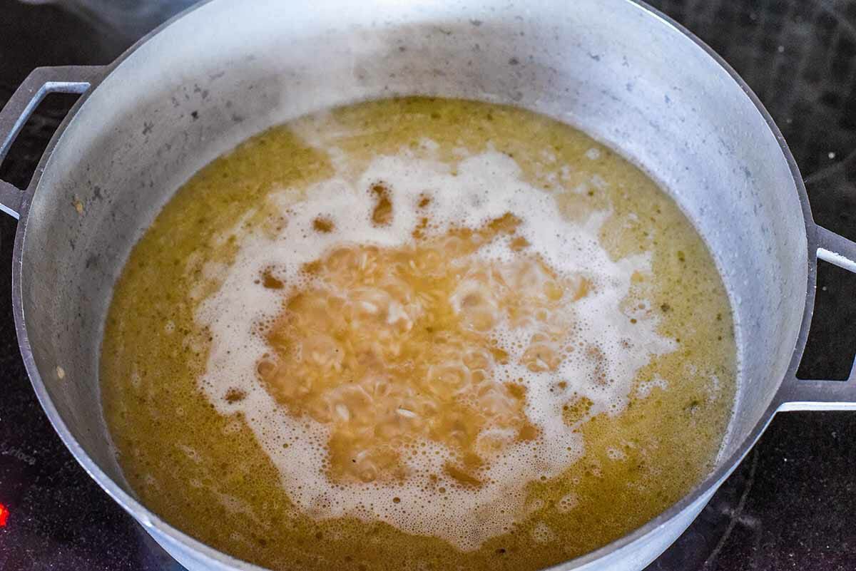 Steamed Rice with Salt Pork bring the rice to a boil