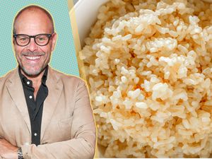 Alton Brown and a bowl of brown rice