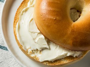 a bagel with cream cheese