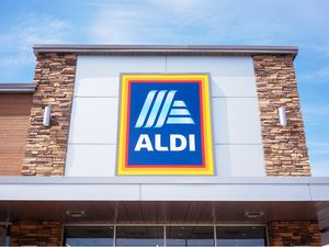 Aldi storefront showing the logo prominently displayed on the building