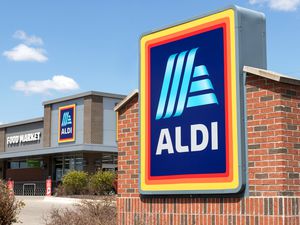 Storefront of an Aldi grocery store with visible signage and logo