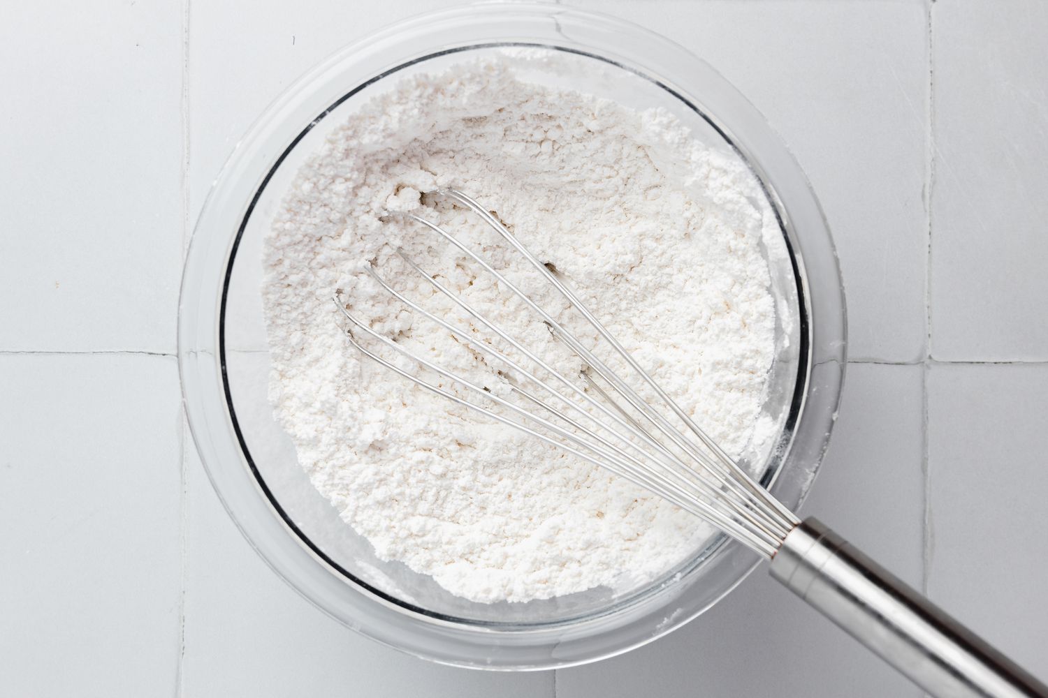 Bowl of Dry Ingredients Whisked Together for Turtle Cookie Cup