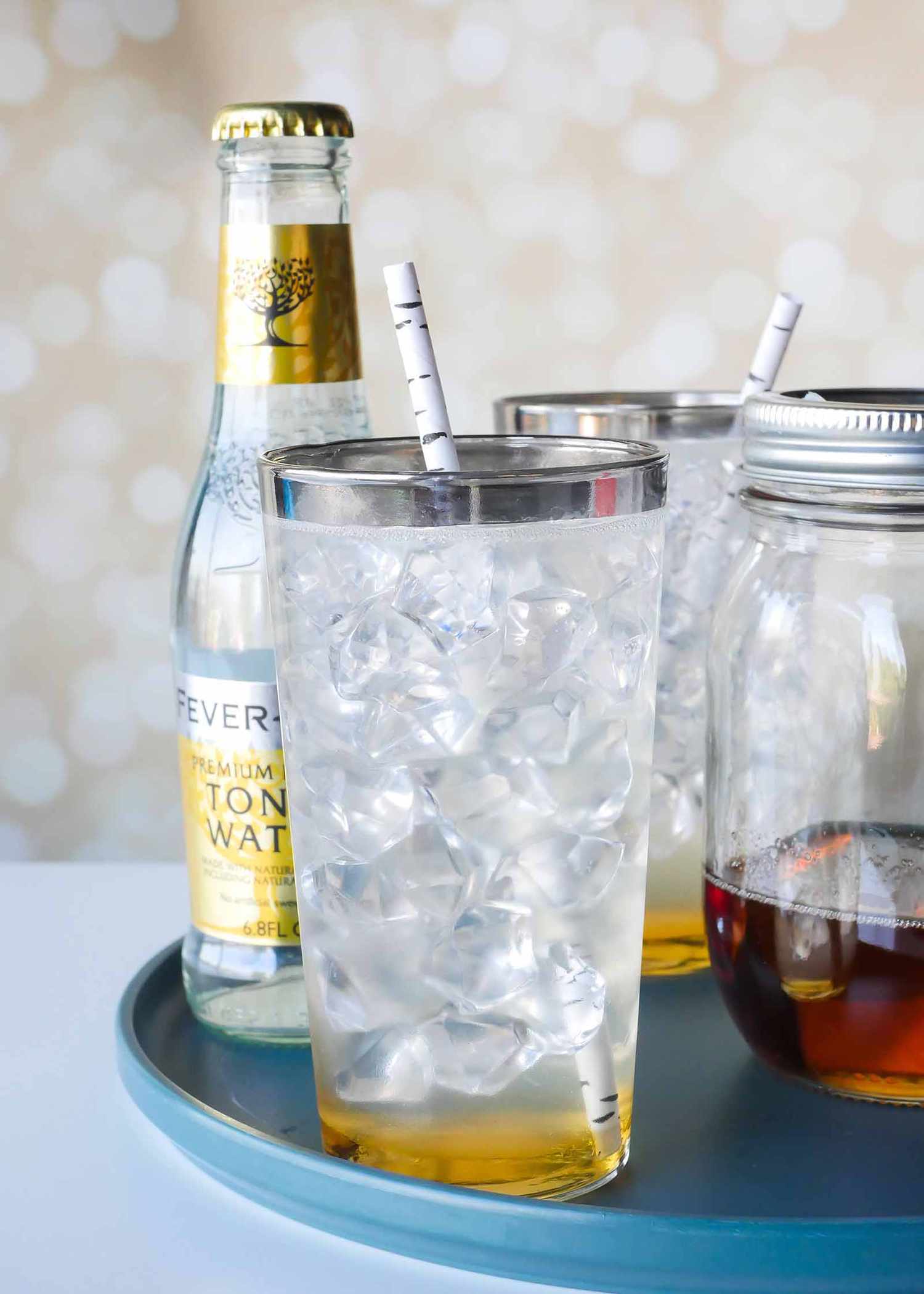 Earl gray tea and tonic syrup mocktail drink